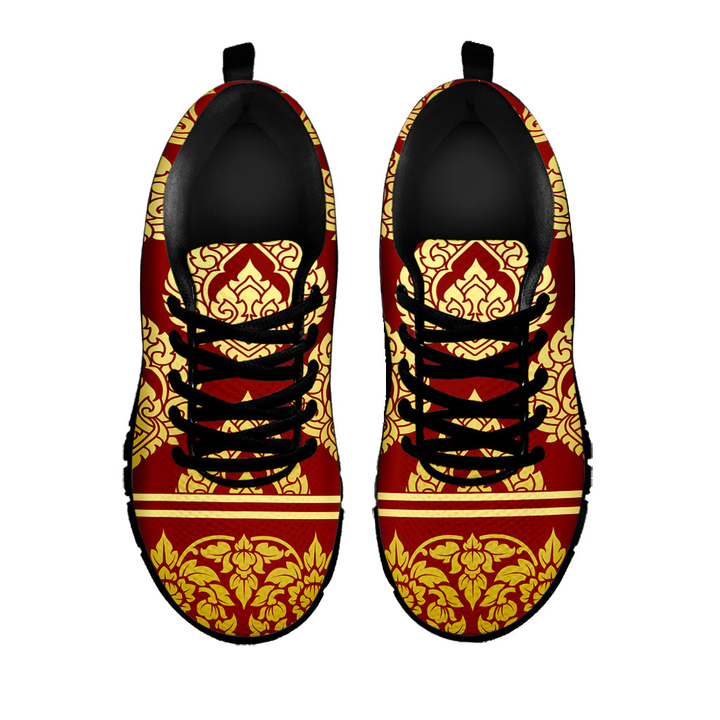 Traditional Thai Pattern Print Black Sneakers