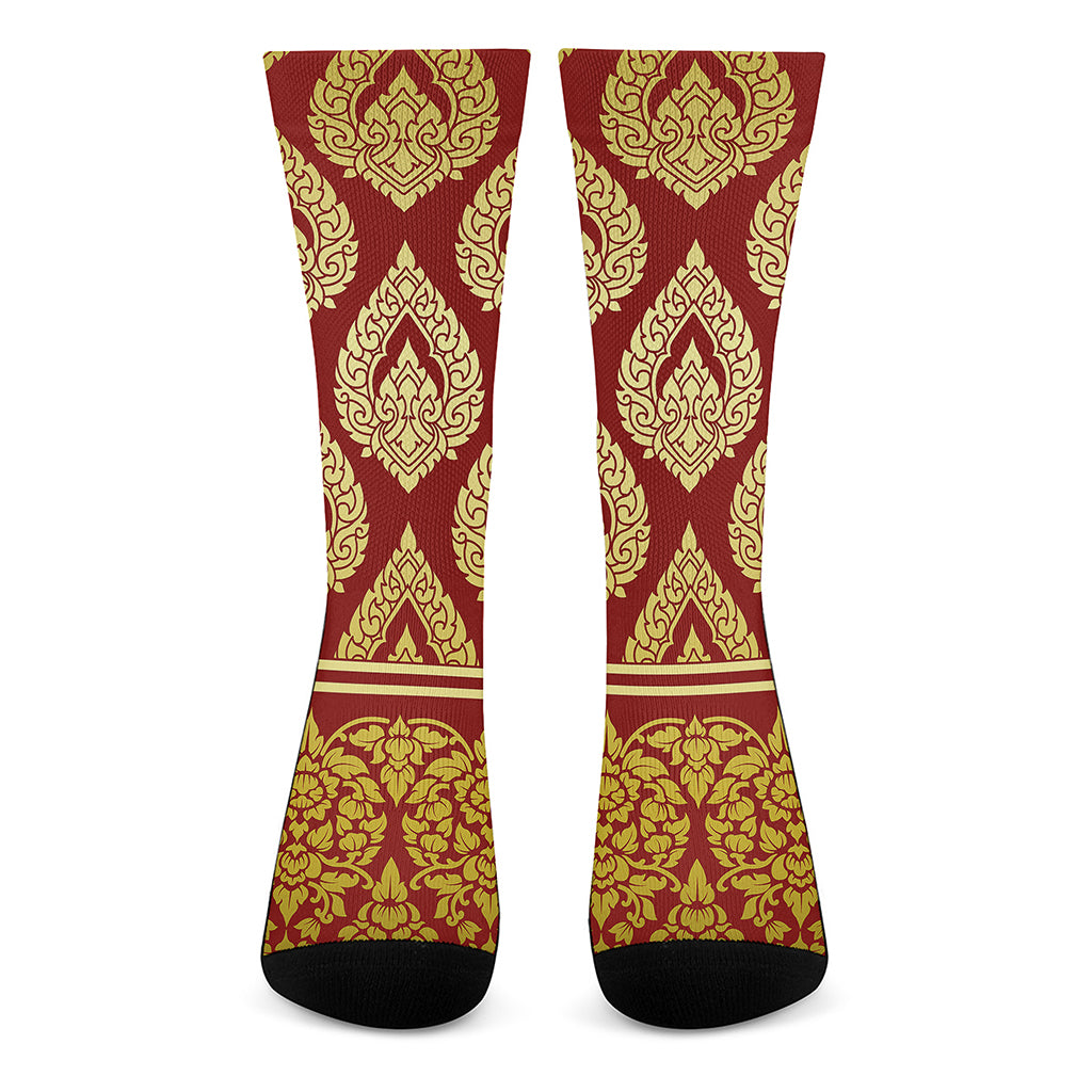 Traditional Thai Pattern Print Crew Socks