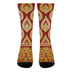 Traditional Thai Pattern Print Crew Socks