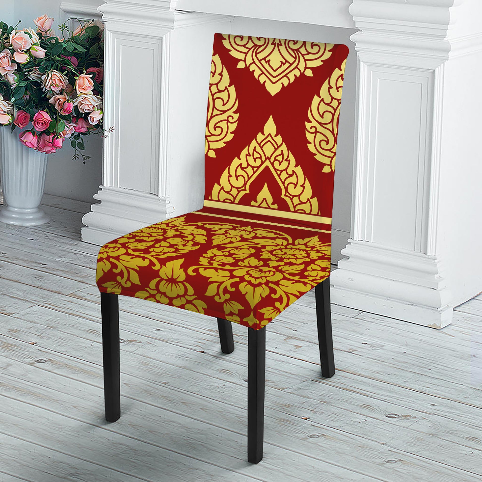 Traditional Thai Pattern Print Dining Chair Slipcover