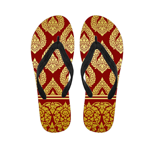 Traditional Thai Pattern Print Flip Flops