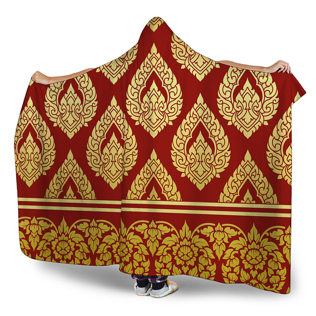 Traditional Thai Pattern Print Hooded Blanket