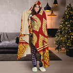 Traditional Thai Pattern Print Hooded Blanket