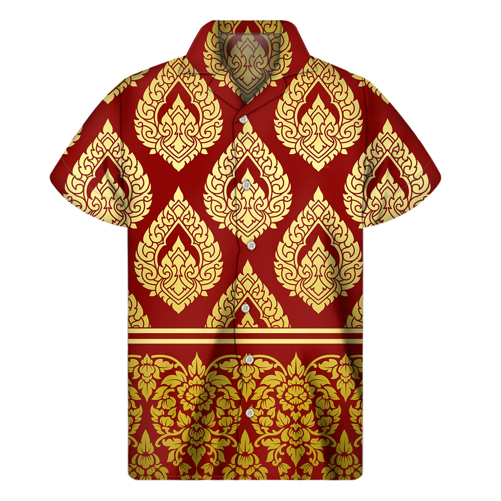 Traditional Thai Pattern Print Men's Short Sleeve Shirt