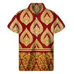 Traditional Thai Pattern Print Men's Short Sleeve Shirt