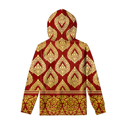 Traditional Thai Pattern Print Pullover Hoodie
