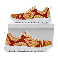 Traditional Thai Pattern Print White Running Shoes