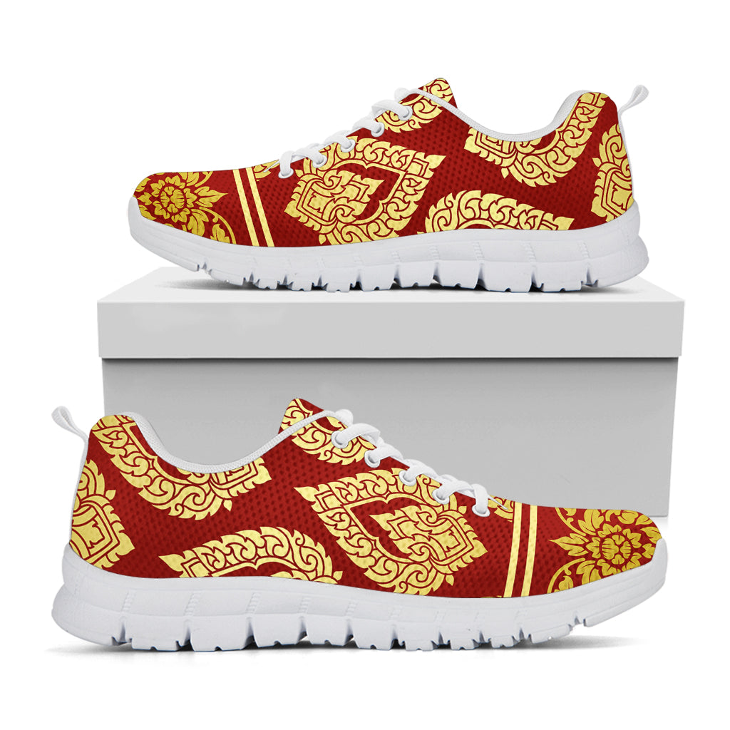 Traditional Thai Pattern Print White Sneakers