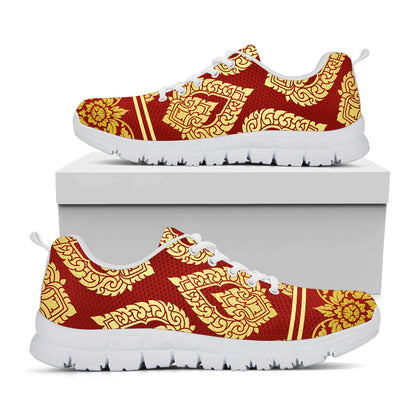 Traditional Thai Pattern Print White Sneakers