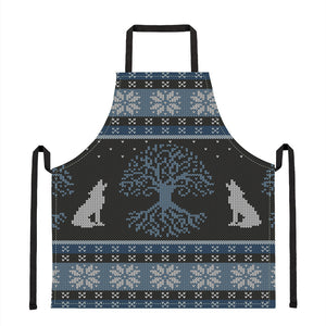 Tree Of Life And Howling Wolves Print Apron