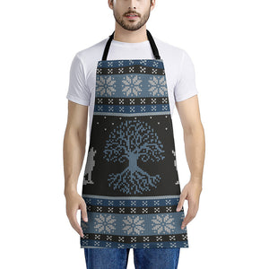 Tree Of Life And Howling Wolves Print Apron