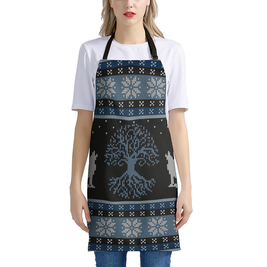 Tree Of Life And Howling Wolves Print Apron