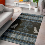 Tree Of Life And Howling Wolves Print Area Rug