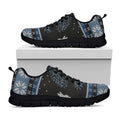 Tree Of Life And Howling Wolves Print Black Running Shoes