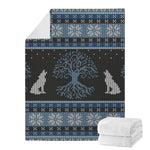 Tree Of Life And Howling Wolves Print Blanket