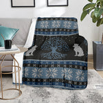 Tree Of Life And Howling Wolves Print Blanket