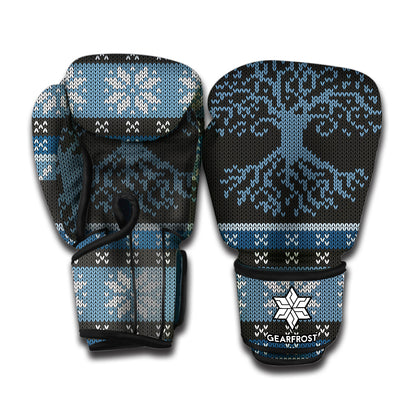 Tree Of Life And Howling Wolves Print Boxing Gloves