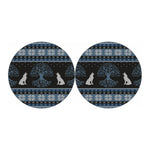 Tree Of Life And Howling Wolves Print Car Coasters