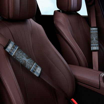 Tree Of Life And Howling Wolves Print Car Seat Belt Covers