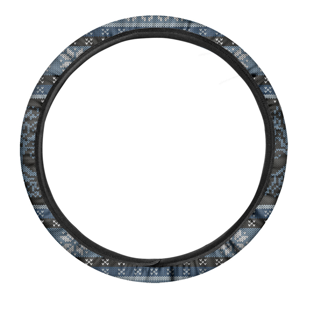 Tree Of Life And Howling Wolves Print Car Steering Wheel Cover