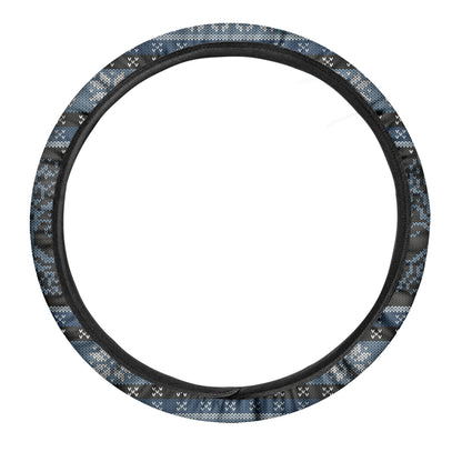 Tree Of Life And Howling Wolves Print Car Steering Wheel Cover
