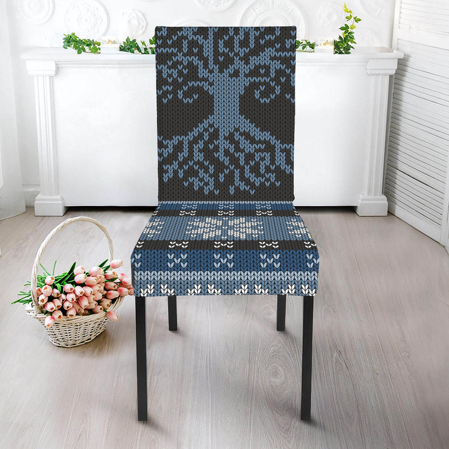 Tree Of Life And Howling Wolves Print Dining Chair Slipcover