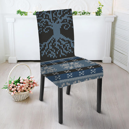 Tree Of Life And Howling Wolves Print Dining Chair Slipcover