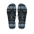 Tree Of Life And Howling Wolves Print Flip Flops