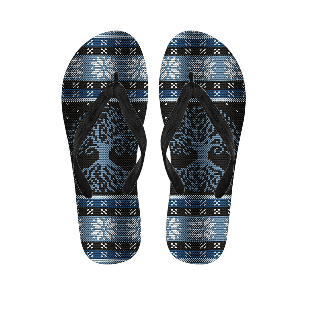 Tree Of Life And Howling Wolves Print Flip Flops