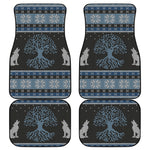 Tree Of Life And Howling Wolves Print Front and Back Car Floor Mats