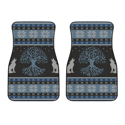Tree Of Life And Howling Wolves Print Front Car Floor Mats