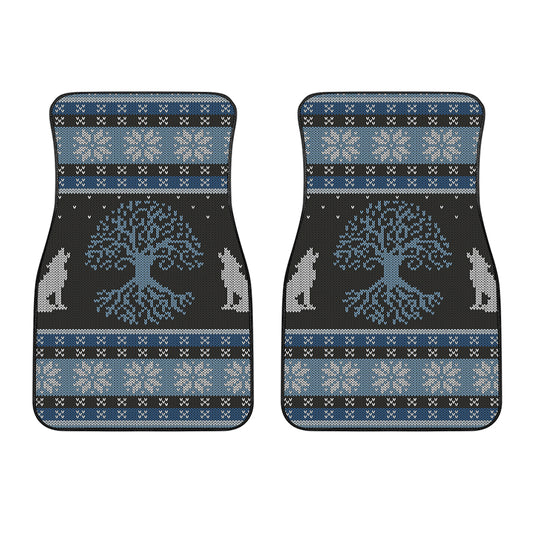 Tree Of Life And Howling Wolves Print Front Car Floor Mats