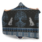 Tree Of Life And Howling Wolves Print Hooded Blanket