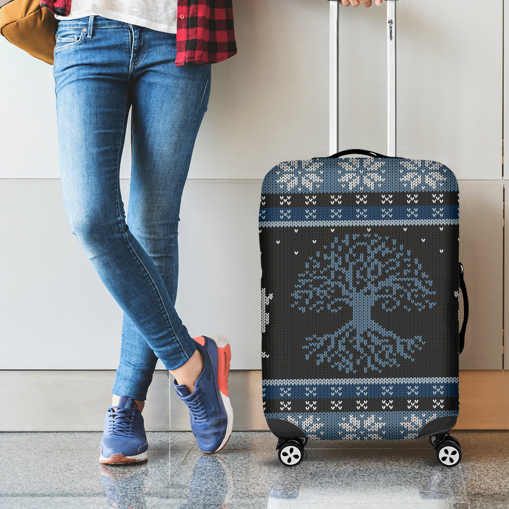 Tree Of Life And Howling Wolves Print Luggage Cover