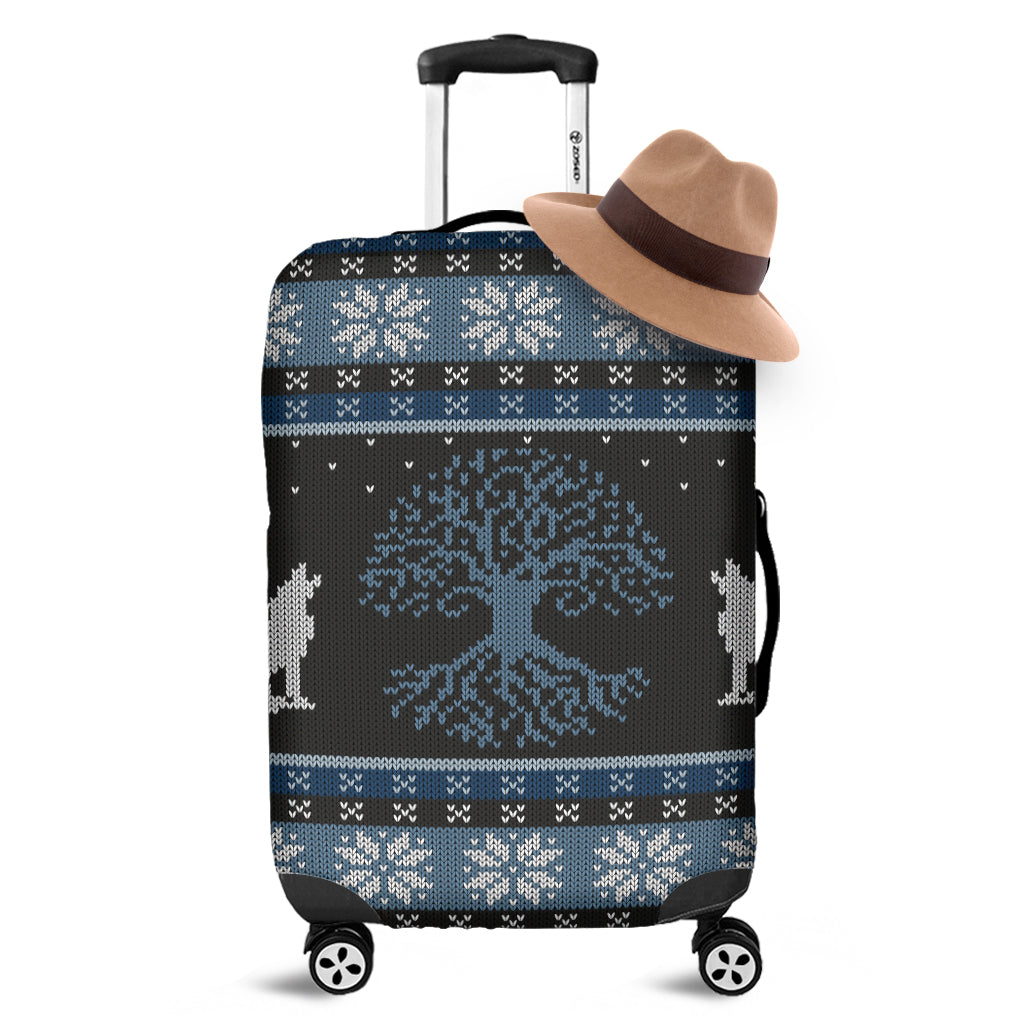 Tree Of Life And Howling Wolves Print Luggage Cover