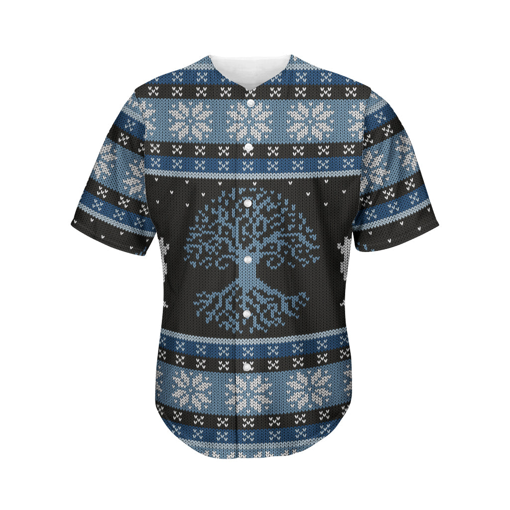 Tree Of Life And Howling Wolves Print Men's Baseball Jersey