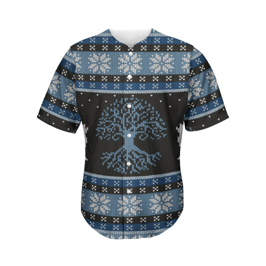 Tree Of Life And Howling Wolves Print Men's Baseball Jersey