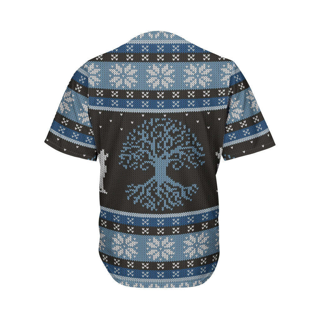 Tree Of Life And Howling Wolves Print Men's Baseball Jersey