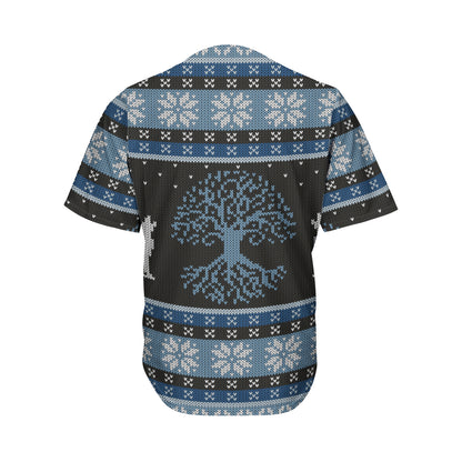 Tree Of Life And Howling Wolves Print Men's Baseball Jersey
