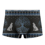 Tree Of Life And Howling Wolves Print Men's Boxer Briefs