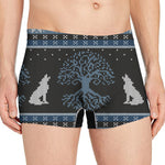 Tree Of Life And Howling Wolves Print Men's Boxer Briefs