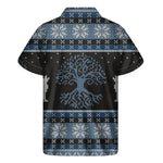 Tree Of Life And Howling Wolves Print Men's Short Sleeve Shirt