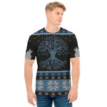 Tree Of Life And Howling Wolves Print Men's T-Shirt