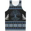Tree Of Life And Howling Wolves Print Men's Tank Top
