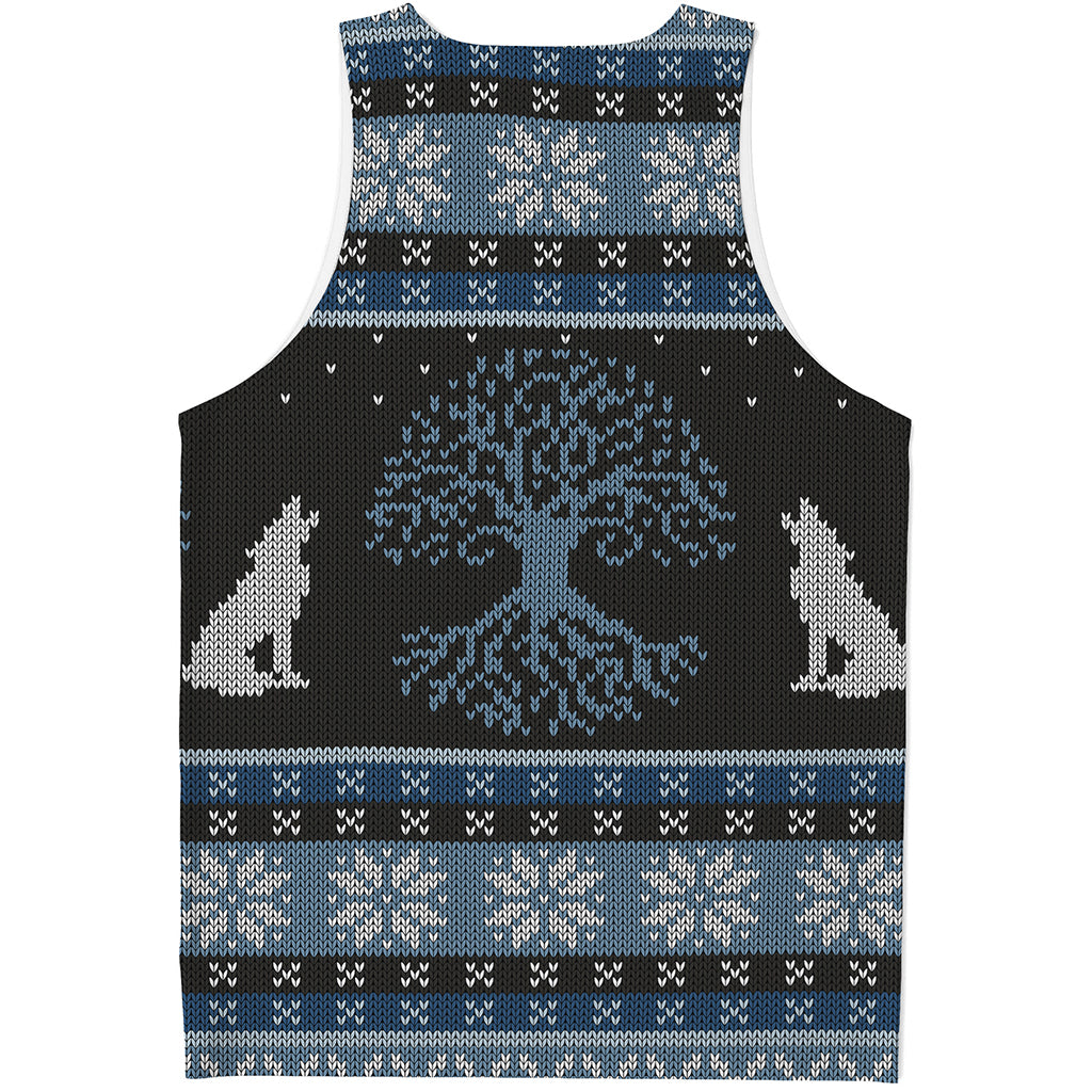 Tree Of Life And Howling Wolves Print Men's Tank Top