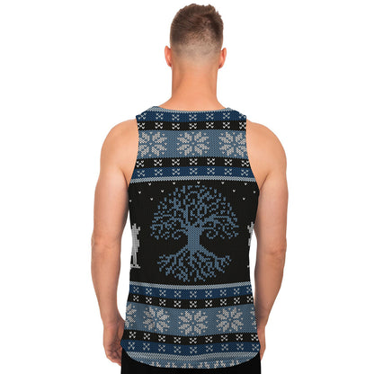 Tree Of Life And Howling Wolves Print Men's Tank Top