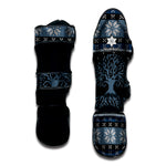 Tree Of Life And Howling Wolves Print Muay Thai Shin Guard