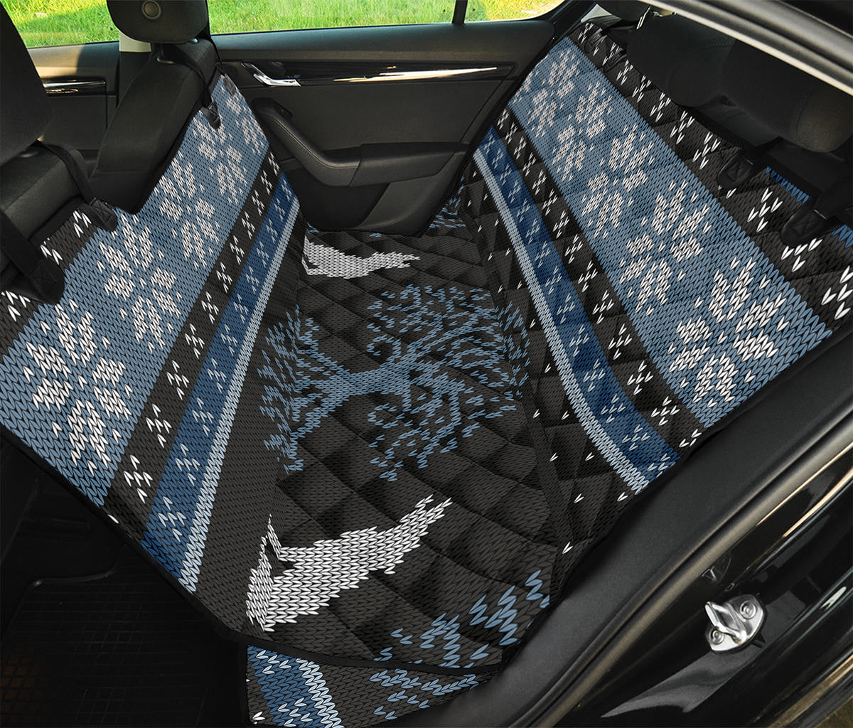 Tree Of Life And Howling Wolves Print Pet Car Back Seat Cover