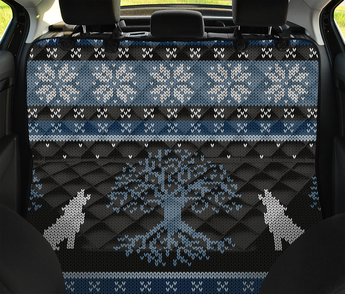 Tree Of Life And Howling Wolves Print Pet Car Back Seat Cover