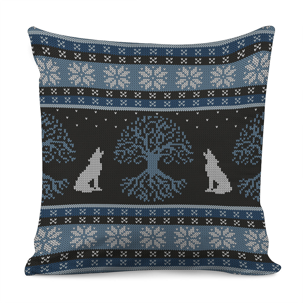 Tree Of Life And Howling Wolves Print Pillow Cover